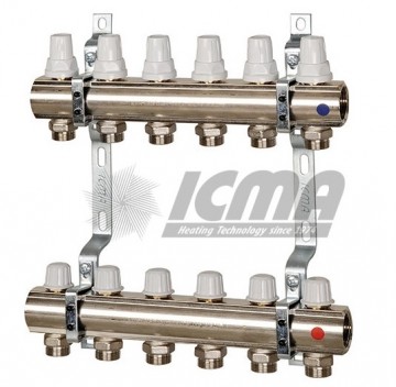 Set distribuitor/colector cu robineti termostatici si robineti micrometrici - ICMA 3 cai